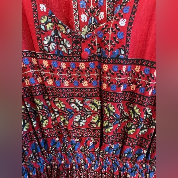 Umgee Women’s Maci Dress Large Red Blue Floral Bohemian Contemporary Cottagecore - Picture 5 of 12